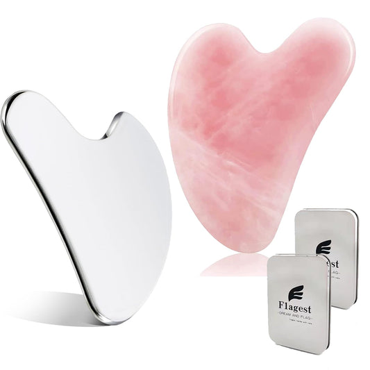 Stainless Steel Gua Sha Facial Tools Gua Sha Rose Quartz Massage Tool Guasha Face Sculpting Tool Skin Care